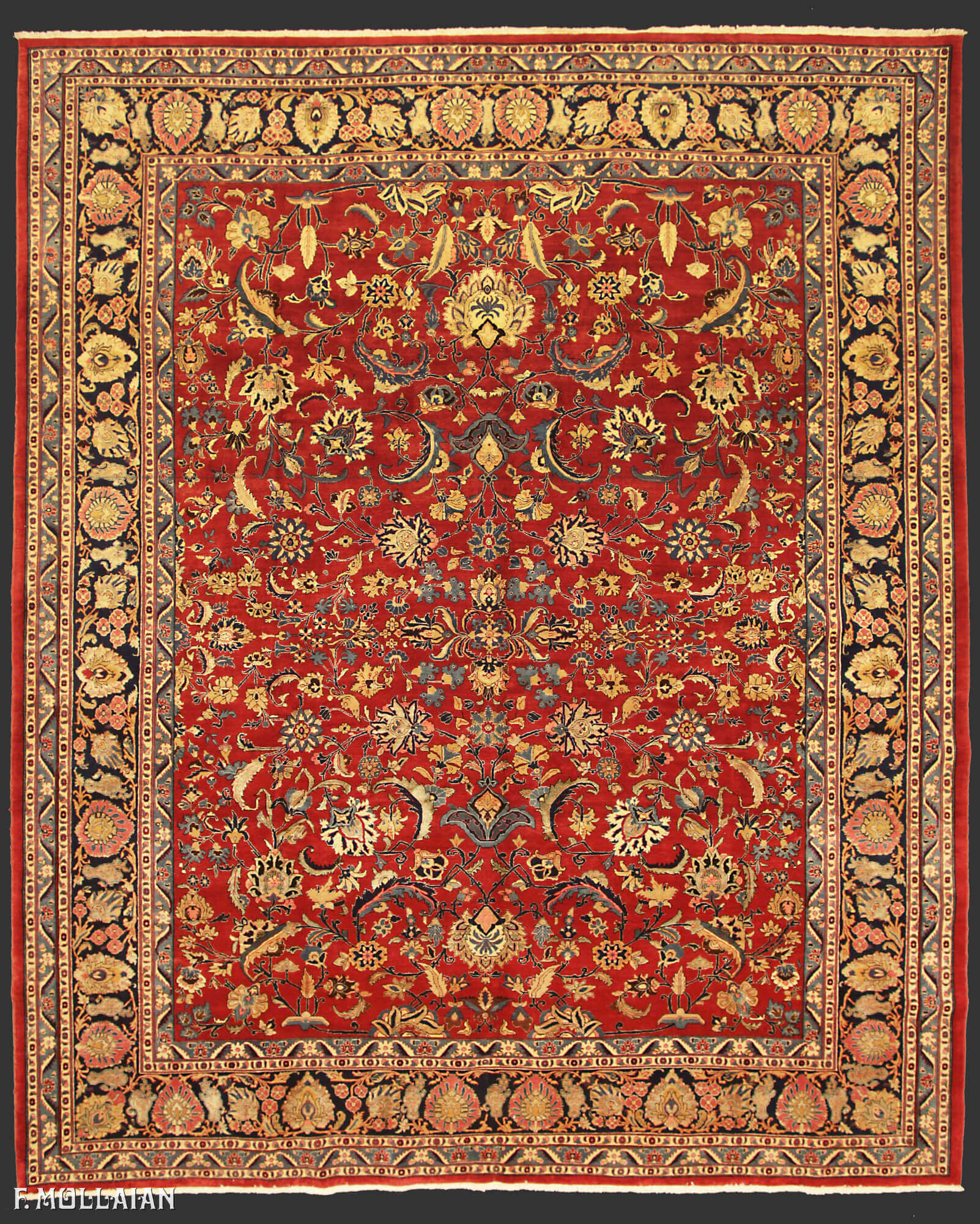 Antique Persian Tehran Carpet Part Silk n°:85188729